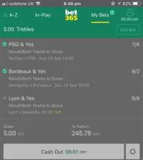 Why cant i cash out my bet on bet365?