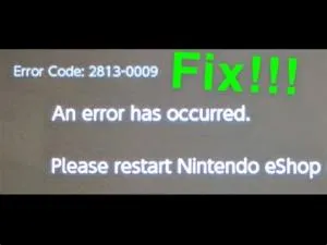 What is error 2813 0009 on nintendo switch store?