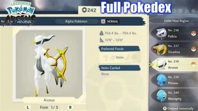 What is the total amount of pokémon in legends arceus?