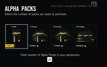 How much renown is 50 alpha packs?