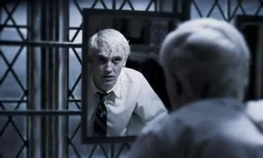 What does harry do to draco in the bathroom?
